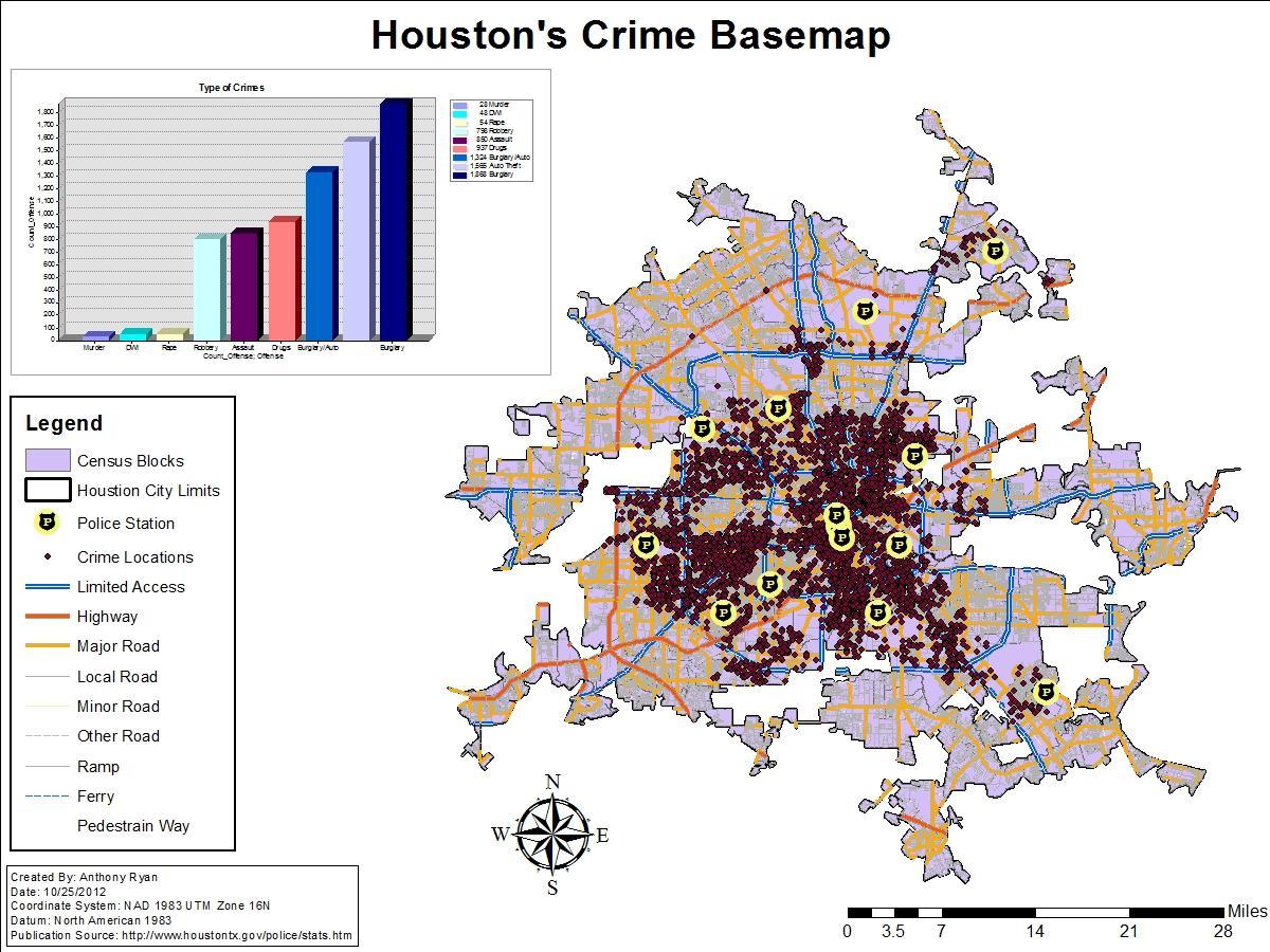 ہیوسٹن جرائم کی شرح کا نقشہ