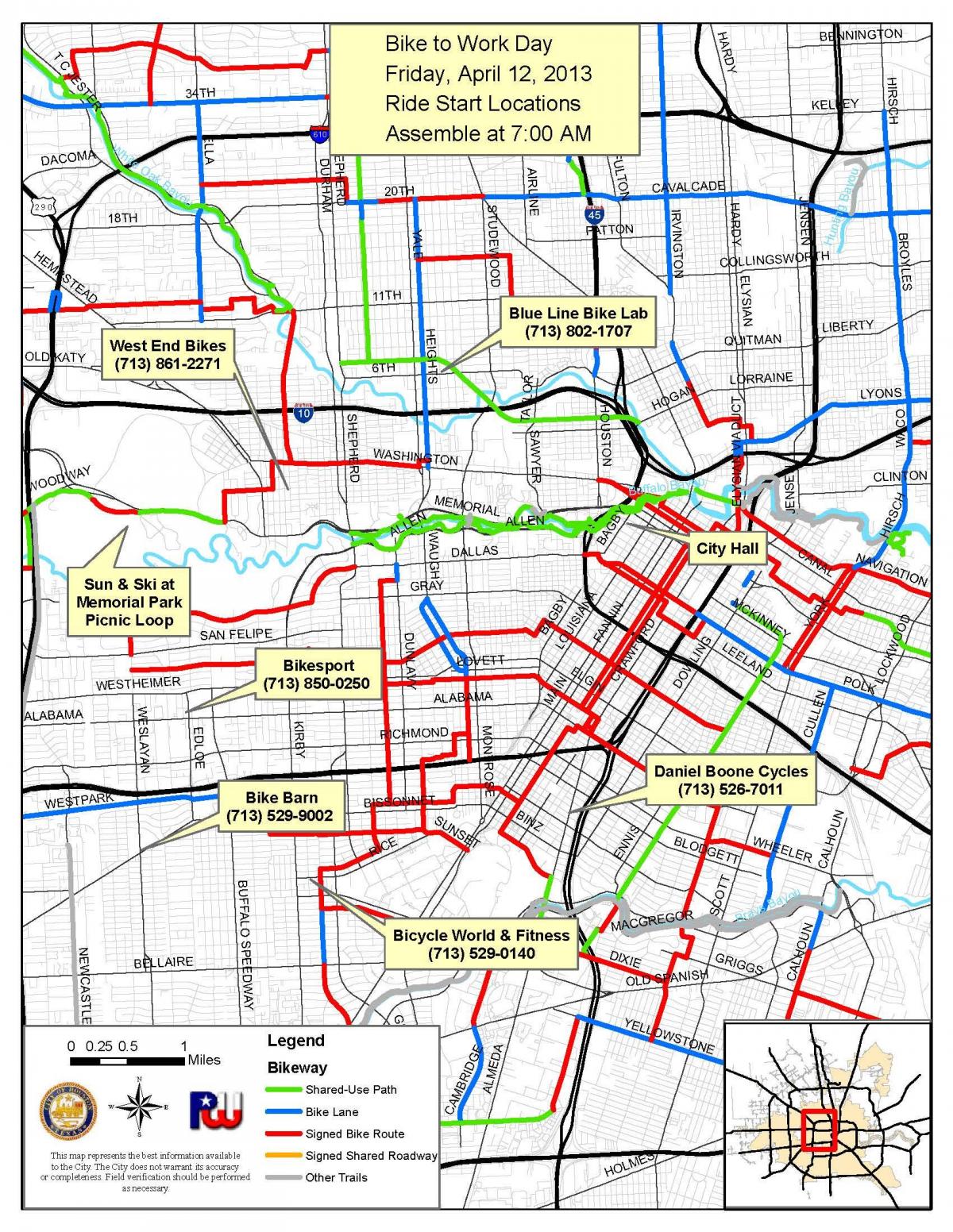 موٹر سائیکل ٹریلس ہیوسٹن نقشہ