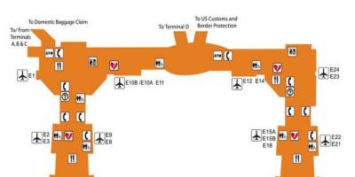 ہیوسٹن ہوائی اڈے کے ٹرمینل ای نقشہ